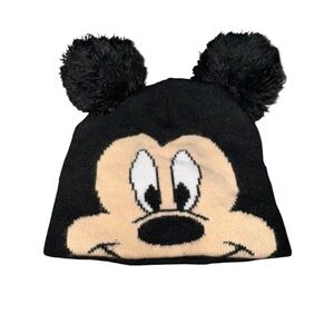 Disney Boy's Beanie Hat Knitted with Pom Poms Mickey Mouse Cartoon